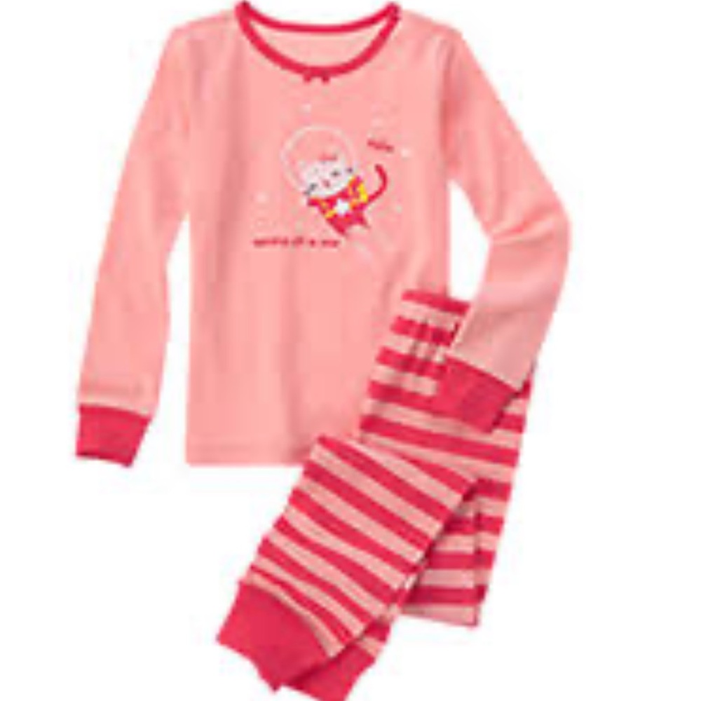 Gymboree blasting off to bed space kitty snug fit pajamas girls size 12